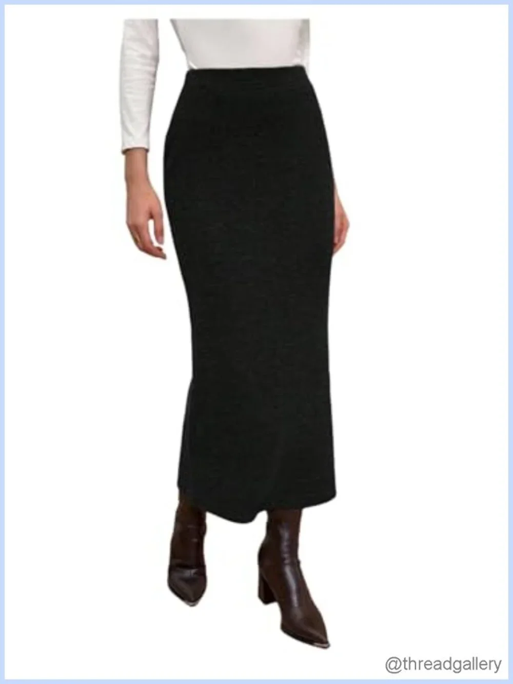 Women's Knit Pencil Skirt High Waisted Elastic Long Fall Winter